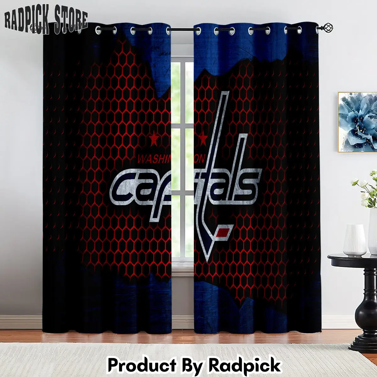 Radpick washington capitals hockey league curtains drapes for window treatment set 11 rp852158